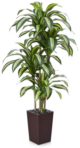 VeriNatural Plante Artificielle Dracaena 180cm - Arbre Artificiel Décoratif Vert avec Pot Marron Conique, Résistant aux UV - Plante Grande pour Décoration Intérieure et Extérieure Maison Bureau, VN127