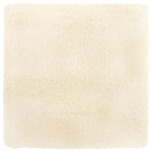 vidaXL Tapis Shaggy à Poils Longs crème 160x160 cm Polyester, Tapis, Tapis de Chambre, Tapis Moderne, Tapis de Salon, Tapis Moelleux, Tapis carré