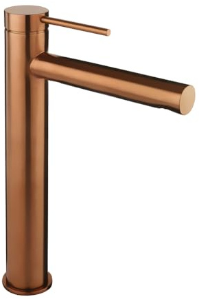 Milano Otto Modern High Rise Mono Bathroom Basin Mixer Tap Lever Handle - Brushed Copper