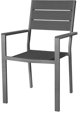 Bolero Valletta Commercial HDPE Slatted Armchairs, Pack of 4, Grey | Weather-resistant build withstands heavy outdoor use, while integrated armrests provide long-lasting guest comfort.