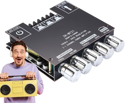 Sionhiuo Carte Amplificatrice Sans Fil,Module Ampli Stéréo 2.1 Canaux avec Subwoofer | Subwoofer 100W avec Récepteur Sans Fil pour Événements Extérieurs, Home Studio, Théâtre et Usage Domestique