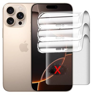 Yxiuumo Matt Hydrogel Folie für iPhone 16 Pro Max,3 Stück Displayschutz TPU folie Schutzfolie,Blendfrei,Fingerabweisend,Selbstheilend,Kompatibel mit Fingerabdrucksensor & Hüllen