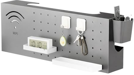 Router Cover - Multifunction Carbon Steel Wall Mount | Wifi Router Storage Box | Network Socket Protection Organizer for Cables, TV, Office, Living Room, Book Basket
