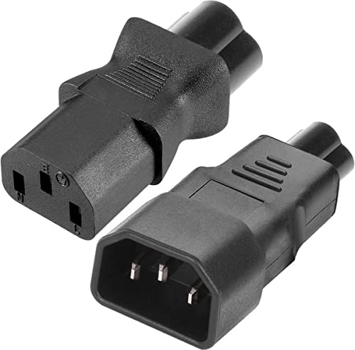 HAAMNING7 IEC C14/C13 auf C5/C6 Netzteil Adapter für Wasserkocher, 3-poliger Stecker Buchse, IEC320 AC 250 V 10 A, Steckdose, Kleeblatt Konverter für Laptop, USV-Monitor, 2 Stück