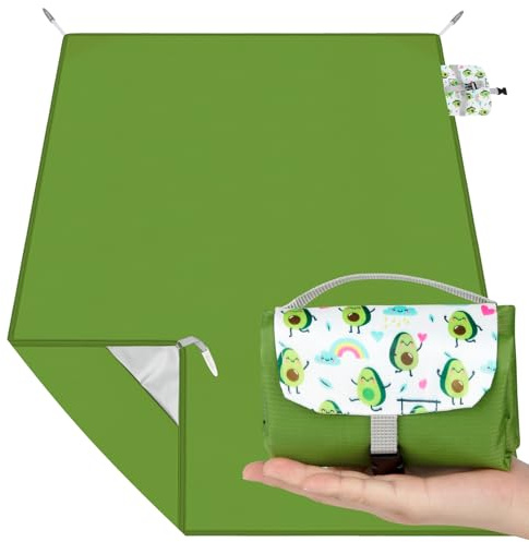 Kiiwah Picknickdecke Outdoor 200 x 150 cm, Faltbar Picnic Blanket Waterproof Leicht und Tragbar Stranddecke Decke Wasserdicht für Familien und Freunde Beim Camping, Picknicken und Reisen
