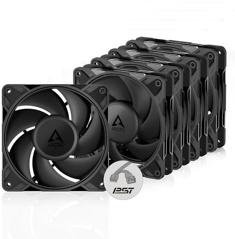 ARCTIC P12 Pro PST (5x) - Leistungsstarker 120 mm Lüfter (Generalüberholt) | Premium PC PWM Case Fan mit Y-Kabelsplitter, Gehäuselüfter, 600–3000 rpm, 0 rpm <5% PWM, Hydrodynamisches Gleitlager, 4-Pin