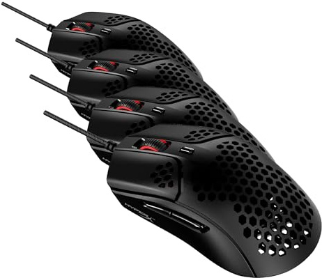 HyperX Pulsefire Haste, Mouse Gaming Cablato, Illuminazione RGB, 6 Tasti Programmabili, 16000 DPI, Resistenza fino a 60 Milioni di Clic, Cavo HyperFlex, Compatibile con Diverse Piattaforme, Nero