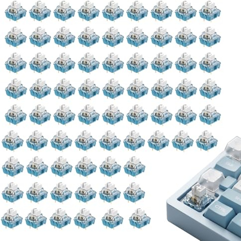 72Pcs Keyboard Switches, 3 Pin Sky Blue Mechanical Keyboard Switch, Keyboards Clicker for LED and Gaming Keyboards DIY Kit