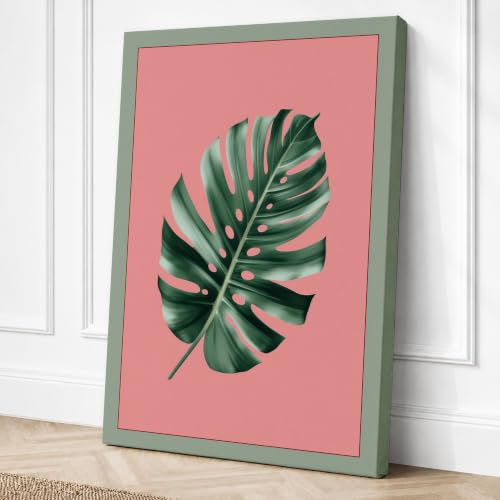 Variegated Monstera Botanical Canvas Wall Art Print 36x24 Inch