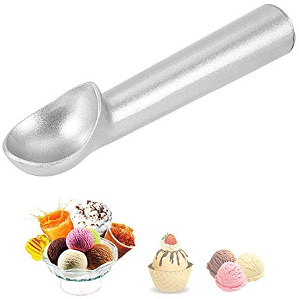 Cuchara de Helado de Acero Inoxidable Sólido Ergonómica Mini Pala de Metal para Helado Masa de Galletas Yogur Congelado