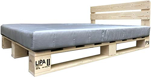 LIPA Palettenbett mit Kopfteil 120x200 Massivholzbett Bett Holz 120cm Holzbett Paletten (120 x 200 cm)