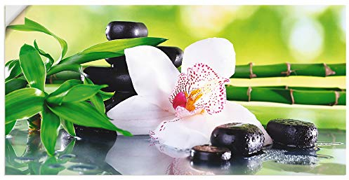 ARTland Wanddeko Wandtattoo selbstklebende Vinylfolie 60x30 cm Asien Orchideen Bambus Steine Pflanze Zen Wellness T9IQ