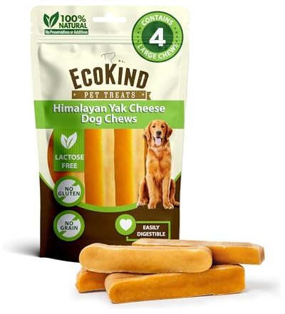 EcoKind Yak Cheese Himalayan Dog Chews, Yak Chews for Large Dogs, 4-5 Bones