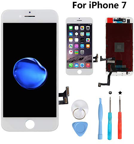 Rarlon Replacement LCD Touchscreen for iPhone 7 White Touch Screen Repair Complete with Full Assembly Repair