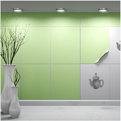 FoLIESEN - Fliesenaufkleber 20x25 cm | selbstklebende Fliesen-Folie für Bad & Küche | entfernbare Klebe-Folie für Wandfliesen Küchenrückwand & Bordüren | 8 Klebefliesen, .:Frühlingsgrün matt