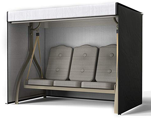 willkey - Funda de columpio para jardín (3 plazas, impermeable, lona de protección antiUV/viento, para columpio exterior, 220 x 125 x 170 cm), color negro