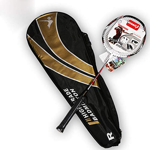 KUANDARMX Carbon Badmintonschläger Einzelpackung Training Carbonfaser Badmintonschläger Erwachsene Männer und Frauen Anfänger Einführung Offensive Durable Student Racket, a