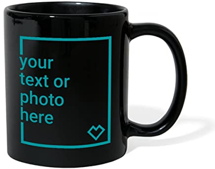 Spreadshirt Custom Mug Add Your Own Text or Image Personalised Coloured Mug, One Size, Black