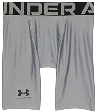 Under Armour boys HeatGear Armour Shorts , Steel (035)/Black , Youth Medium