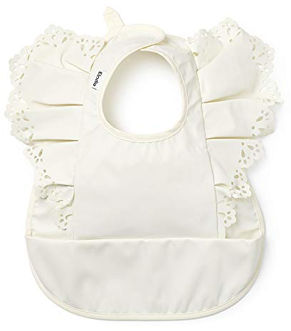 Elodie Details Baby Lätzchen mit Auffangschale - Abwaschbar - Skandinavisches Design - Wasserdicht - Vanilla White
