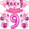 iWheat Luftballon 9 Geburtstag Rosa, Geburtstagsdeko 9 Jahr Mädchen, Riesen Folienballon 9 Rosa, Deko 9 Geburtstag Mädchen, Ballon 9 Deko zum Geburtstag, Folienzahlen Ballons 9, Banner