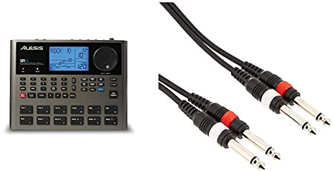 Alesis SR18 - Portables Drum Machine mit Effekten, 175 Preset Patterns und 32MB Samplespeicher & Adam Hall 3 Star Series 3m 2X 6.3mm Jack Mono to 2X 6.3mm Jack Mono Audio Kabel