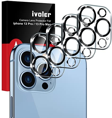ivoler 4 Stück Kamera Schutzfolie für iPhone 13 Pro (6.1 Zoll)/ iPhone 13 Pro Max (6.7 Zoll), Kamera LinseBlasenfrei Anti-Kratzen HD Klar Kameraschutz Displayschutzfolie