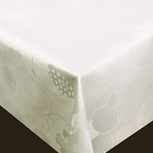 Flair Art Tischdecke Gartentischdecke Polyester-Damast Meterware Breite & Größe wählbar Champagner 140 x 200 cm Eckig wasserabweisend abwaschbar