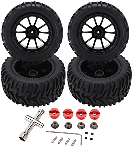 VGEBY RC Autoreifen,4PCS RC Felge Gummireifen Kunststoff mit 10 Speichen Set für Monster Trunk 1/8 1/10 RC Car Touring Car Reifen Automodell Spielzeug