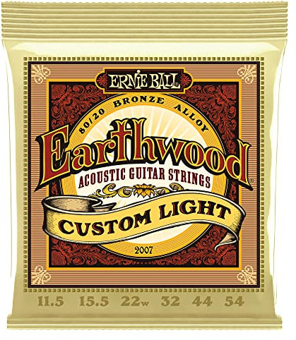 Ernie Ball Earthwood Custom Light - Cuerdas para guitarra acústica, bronce 80/20, calibre 11.5-54
