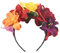 Serre-tête pour femme avec roses artificielles pour le jour des morts - Couronne mexicaine - Pour Halloween - Fausse étamine colorée