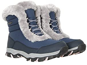 Mountain Warehouse Ohio Short Womens Thermal Snow Boots - Snow Proof, IsoDry, Faux Fur & Thermal Tested -20 °C Ladies Shoes - Best for Winter, Skiing, Winter Sports Blue Womens Shoe Size 7 UK
