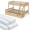VitaliSpa Etagenbett Everest, Naturholz, 140x200 / 90x200 cm mit 2 Matratzen und 2 Schubkästen