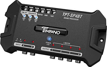 Timpano TPT-SP4BT Bluetooth DSP 4 canali di uscita, segnale digitale completo DSP Car Audio Processor - Voltmetro integrato e relè remoto