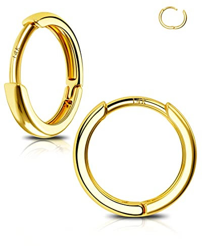 Jewseen 14K Gelbgold Conch Ohrringe Nase Ring Helix Ohrringe Knorpel Hoop Piercing 20G Segmentklicker für Männer Frauen 10mm