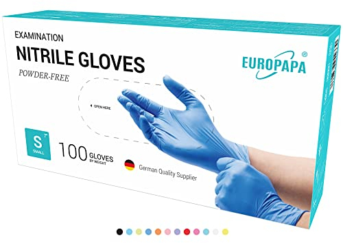 EUROPAPA® 500x Einweghandschuhe Nitrilhandschuhe puderfrei Untersuchungshandschuhe EN455 EN374 latexfrei Einmalhandschuhe Handschuhe in Gr. S, M, L & XL verfügbar (Ocean Blau, S)