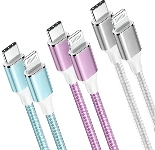 iPhone Fast Charger Cable,[3Pack 1M 2M 3M]USB C to Lightning Cable Braided MFi Certified USB-C Power Delivery Charging Cord for iPhone 14Plus/13/12/12 Pro Max/12 Mini/11/11 Pro /XS/Max/XR/X/8/iPad