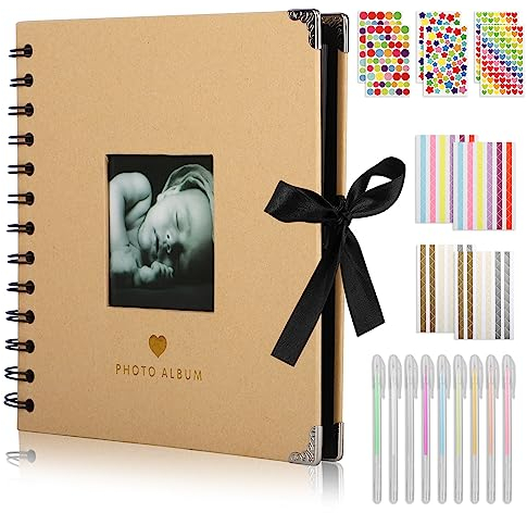 Fotoalbum zum Selbstgestalten, 18 * 18cm Fotoalbum zum Einkleben, 60 Seiten Fotobuch zum Selbstgestalten, Ringbuch fotoalbum mit Fotoecken, Fotoalbum als Geburtstagsgeschenk