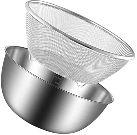 Housoutil 1 Set Stainless Steel Drain Basket Metal Colander Stainless Steel Stainless Steel Set Stainless Steel Colander Strainer Fine Mesh Strainer Rice Rinser Strainer Mesh Colander Silver