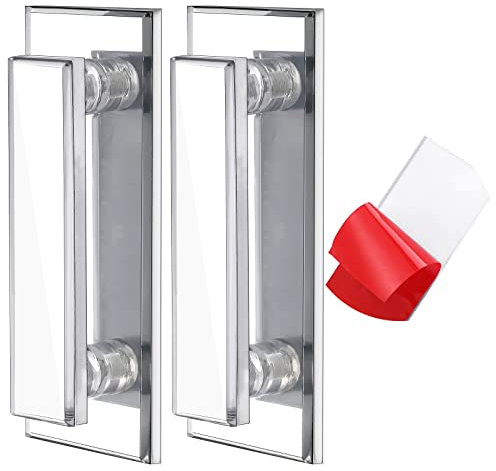 Lot de 2 poignées de tiroir adhésives en acrylique miroir biseauté transparent pour armoire, fenêtre, tiroir, commode, porte coulissante (15 x 5 cm)