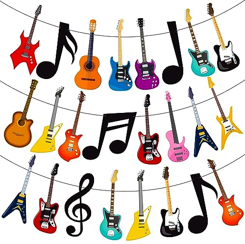 Gitarrenbanner Musik Gitarre Party Banner Gitarre Geburtstag Party Dekorationen 2 Stück Musik Party Banner für Rock Gitarre Baby Shower Supplies