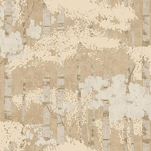 Vliestapete Bäume Blätter Abstrakt Beige Creme Gold Metallic A62702