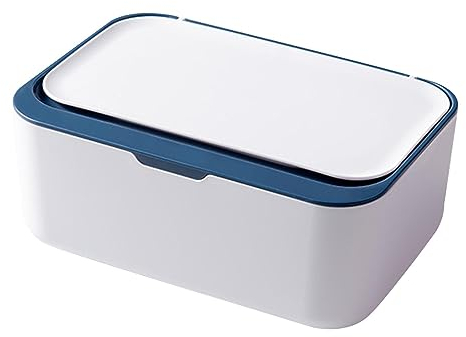 DACONGMING Badezimmer-Aufbewahrungsbox, Box für Baby-Feuchttücher, Spender für Feuchttücher, mit Deckel, Etui für nachfüllbaren Feuchttücherbehälter mit Dichtungsdesign, Blau (Blue, One Size)