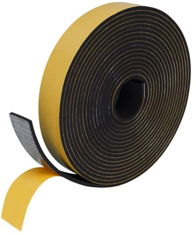 Flintronic Joint Fenetre Isolation Anti Froid, Joint Isolation pour Porte Fenêtre autocollante pour portes, Joint Fenêtre Isolation du bruit, Joint de fenêtre Joint en Mousse(25mm x 3MM x 10M, Noir)