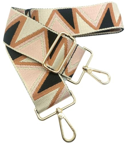 Verstellbarer Schultergurt Taschengurt Breit 5CM Schwarz Beige Pink Braun, Taschengurte Breit zum Wechseln mit Karabiner Gold, 80-130 cm Tragegurt Tasche für Damen Schulterriemen, Handtasche, 912