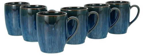 CreaTable, 33086, Serie Sea Breeze, 6-teiliges Geschirrset, Kaffeebecher Set aus Steinzeug, spülmaschinen- und mikrowellengeeignet, Made in Europe