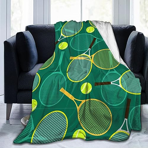 TORR Fleece-Überwurfdecke für Tennisschläger und Bälle, weiche Flanelldecke, Dekoration für Couch, Sofa, Geschenke, 127 x 101 cm