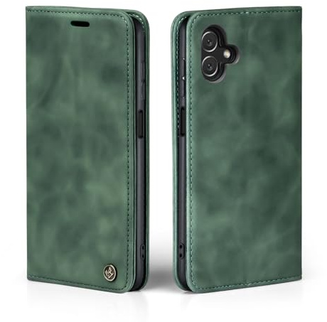 LBH Handyhülle für Samsung Galaxy A05 in Grün mit Karten- und Geldfach Smartphone Hülle mit Standfunktion Flip Case Schutzhülle Magnetverschluss Vintage