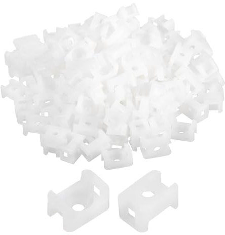 sourcing map 500pcs Cable Tie Base Saddle Type Mount Wire Holder, 15.3x10.2x6.9mm Wire Clips Organizer Holders Clamps for Electronic Wires Organized, White 0.13 Dia