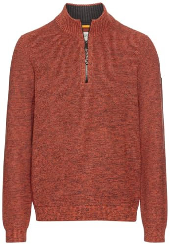 camel active Herren Stricktroyer aus Baumwollmix Rot-Orange, menswear-3XL